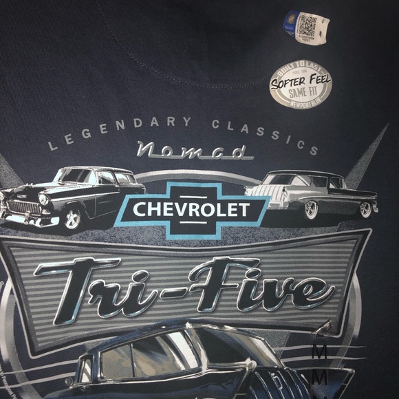 Newport blue Chevrolet nomad tri-five car graphic tee shirt size medium M NWT - Picture 10 of 14